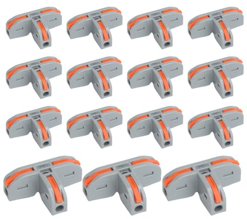 LOLANIUT 15 Stück Kabelverbinder Wasserdicht T-Typ 3-Port Lüsterklemmen für 0,5–4mm², Kabelklemmen Elektro mit 32A 250V Stromklemme, Pa Pc Flammhemmend Gehäuse für Haushalt, Werkstatt, Industrie