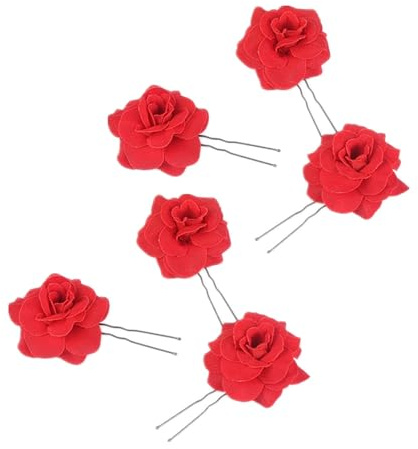 Rose Flower Hair Clip,6 Pieces Hair Accessories for Weddings Brides and Women with Velvet Flowers,U-Shaped Brooch for Photoshoots,Parties,and Festive Occasions