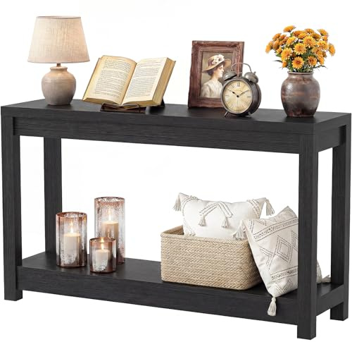 iSunirm Konsolentisch 120 cm Breit, Schmaler Flurtisch, Beistelltisch Console Table, Stabiler Eingangstisch für Flur & Wohnzimmer, Tisch hinter dem Sofa, Eingangsbereich, Modernes Design Schwarz