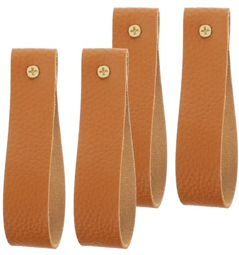 Homoyoyo Boho Wandhaken 4 Stück aus Kunstleder mit Schrauben Gardinenstangen und Handtuchhalter Wandhaken für Küche und Bad Wandbefestigung für Effektive Aufbewahrung