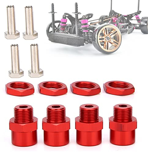 RASTKY Hochhartes Metall-Rad-Sechskant-Adapter-Set, Exquisite Verarbeitung für D4 HSP 94123 1/10 + (Rot)
