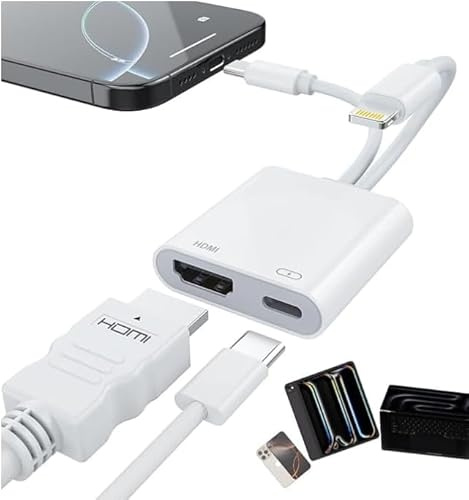 Adaptateur USB-C et Lightning vers HDMI pour iPhone iPad vers TV [certifié MFi], écran de synchronisation 4K @ 60 Hz Apple Lightning vers adaptateur AV numérique pour MacBook, iPhone 16/15, iPad vers