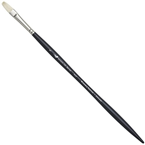 Winsor & Newton Artists' Oil Hog Paint Brush, Long Handle Size 5, Flat