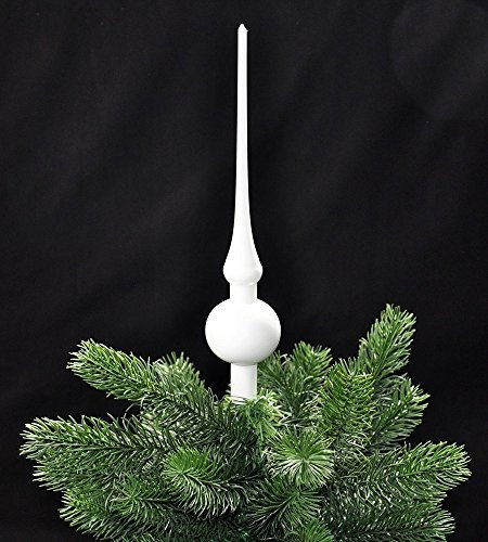 Jack Christbaumspitze Thüringer Glas 28cm Spitze Mundgeblasen Eislack Glanz Matt, Farbe:Weiß Emaille Glanz