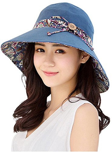 KXF Chapeau de soleil pour femme UPF50+ - Pliable - Réversible - Large bord