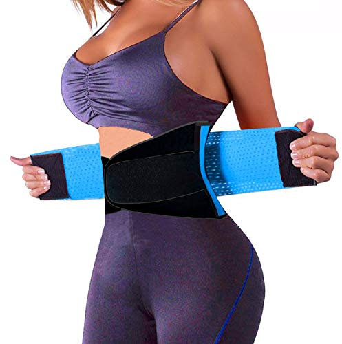 SCHWABMARKEN Sport Powergürtel Waisttrainer Taillengürtel Korsett, in Blau Größe Medium, Powerbelt, Cincher, Shaper, Unterstützung fürs Training, Fitness