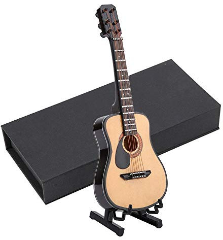 Miniatur Gitarre Modell mit Ständer, Musikinstrument Miniatur Puppenhaus Modell Hauptdekoration für Weihnachten Geburtstagsgeschenke(#02)