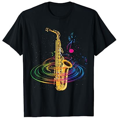 Musik Noten Jazz Musikinstrument Geschenk Saxophon T-Shirt