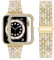 wutwuk Cinturino Compatibile per Apple Watch 44mm con Custodia Protettiva Bling, Cinturino da Donna in Metallo Scintillante per Apple Watch Series 6 5 4 SE 44mm,Oro