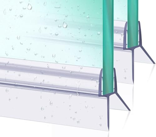 2 PEZZI Guarnizione Box Doccia SottoPorta, Orizzontale 80 cm Vetro Doccia, Guarnizioni Profilo Spessore Vetro 6/8 mm, NO PORTE CURVE, Mantiene Acqua Interno, Universale, Incastro Pressione