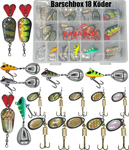 Paradox Fishing Spinner Set 18 Köder I Spinner Angeln Angelköder Blinker Angeln Barschköder Angelköder Angelzubehör Set (18x Raubfisch Set)