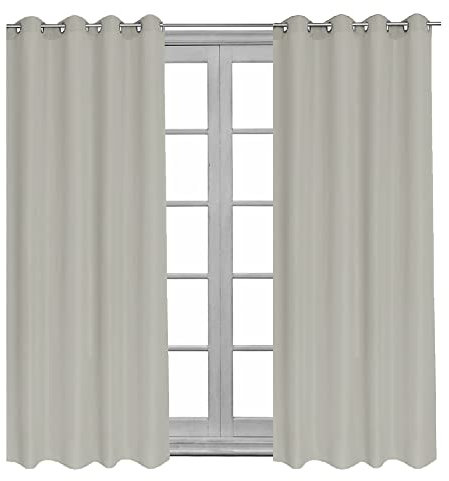 Cleanlevel EST 2016 Verdunklungsvorhang mit Ösen 140cm x 245cm Vorhang Blickdicht Thermo Gardine Wärmeisolierend Wohnzimmer Vorhänge (2, Creme)