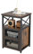 COSTWAY Beistelltisch Industrial schwarz, Nachttisch mit 2 Klappschubladen & offenem Regal, Nachtschrank Holz mit Metallrahmen, 4 Ebenen Wohnzimmertisch 40 x 35 x 60,5 cm (1)