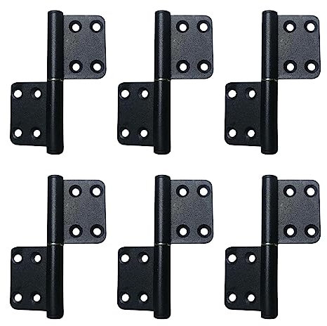 Faderr 6 bisagras de puerta desmontables de aleación de aluminio negro, bisagras de bandera para puertas de dormitorio de madera, muebles y armarios (negro mate)