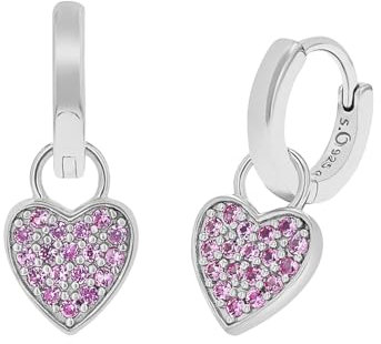 s.Oliver Creolen 925 Sterling Silber Mädchen Kinder Ohrschmuck, mit Zirkonia synth., 1,8 cm, Silber, Herz, Kommt in Schmuck Geschenk Box, 2036875