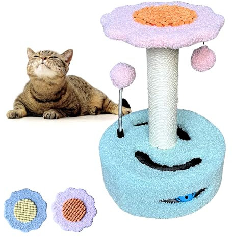 EL ÁTICO PETS Arbol Rascador para Gatos. Rascador Gato Pequeño de 35 CM. Torre para Gatos con 2 Bolas de Juego. Arranhador para Gatos. Arbol Gato en Forma de Flor