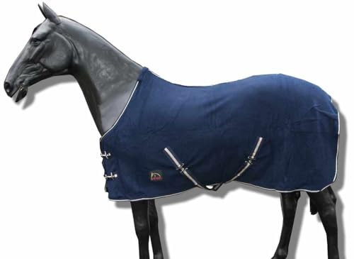 AMKA Abschwitzdecke Fleecedecke Transportdecke für Pferde Kreuzgurten blau 95-165 cm