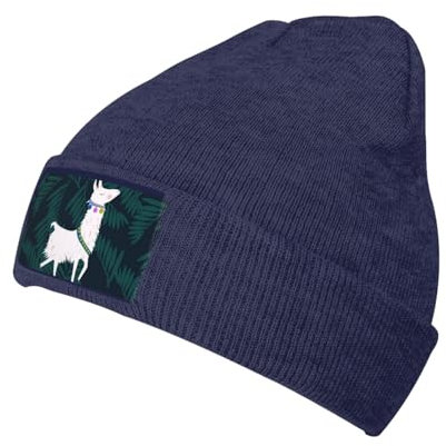 Jadery Alpaka Llama Beanie Mütze Warme Strickmütze Totenkopf Mütze Thermo für Damen und Herren Schwarz, marineblau, One size