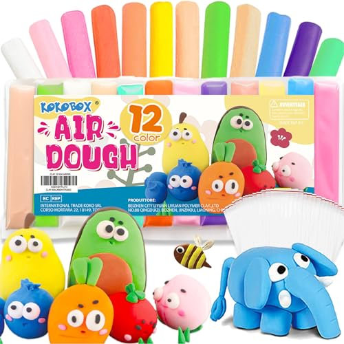 AIR DOUGH 12 Farben Macaron Kinder Knete Kinderknete Modelliermasse Lufttrocknend Ton Set Für Kinder Knetmasse Plastilin Für Kinder Foam Clay Polymer Clay Spielzeug Mädchen Geschenke Jungen Mädchen