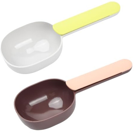 emperoch 2 Pièces Pelle à Nourriture pour Animaux, Doseur Croquettes Chat avec un Clip de Scellement, Cuillère Doseuse pour Nourriture Chats