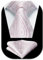 HISDERN Cravate Rose Pâle Cravate Paisley pour Homme et Carré de poche Mariage Pour Homme et Mouchoir Couleur unie en Soie
