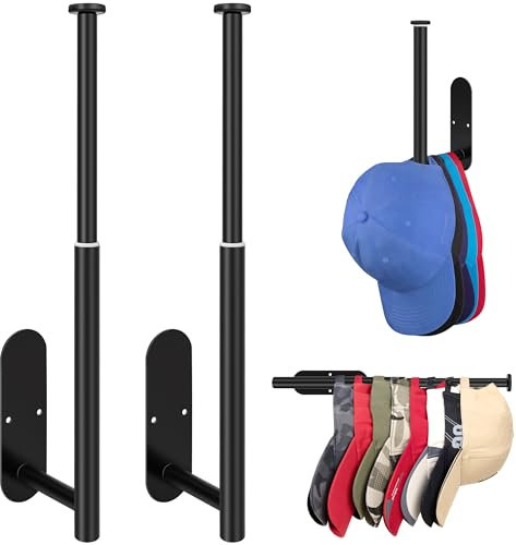 Berkelen 2 Stück Hutablage Garderobe für Baseballmützen, Edelstahl Kappenhalter Küchenpapierhalter Selbstklebender oder Gebohrter Huthalter für Schlafzimmer Küche (Schwarz)
