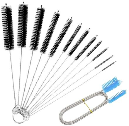Bottle Cleaning Brush Set, 12 Pcs Tube Brushes & 1pc Flexible Feeding Tube Cleaner, Straw & Drain Pipe Cleaner