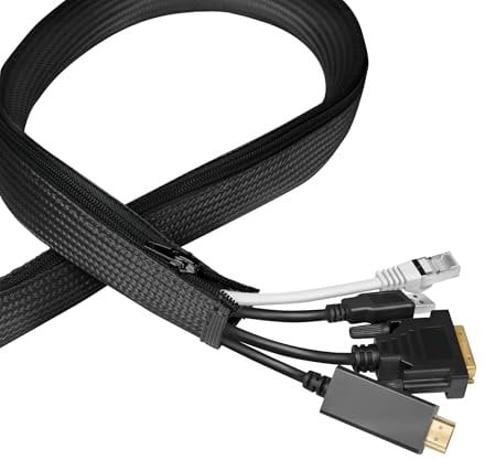 LogiLink KAB0083 Cable Sleeve with Zip, Diameter 50 mm, Colour: Black, 5 m