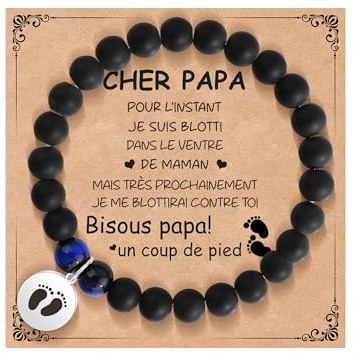 MANVEN Cadeau Homme Papa Futur Beau Papa Fete des Peres Anniversaire Noël | 20 30 40 50 60 Ans Bracelet Pierre Naturelle