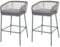 Lot de 2 tabourets de Bar Rope HWC-O22, Tabouret de Bar, Outdoor Assise rembourrée Corde tressée métal - Gris Clair, Coussin Gris Clair