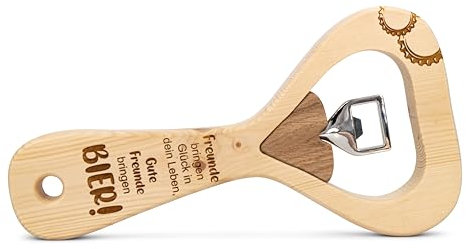 sagl.tirol® Flaschenöffner XXL aus Zirbenholz – mit Gravur „Freunde!“ – 30 cm – mit Magnet – handgefertigt in Tirol – originelles Geschenk für Männer, Bierfreunde & Feiern Freunde