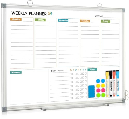 WALGLASS Weekly Dry Erase Calendar Whiteboard for Wall, 24 x 18 Planner