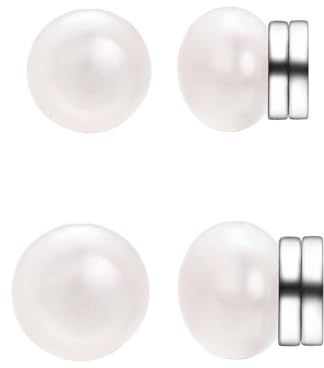 Airokiy Magnetische Ohrringe Damen Elegante Magnet Ohrringe Süßwasserperlen Modische Fake Perlenohrringe für Damen 6mm 8mm