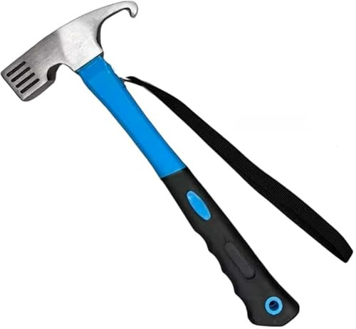 TMV24® Zelthammer mit Heringsauszieher, Hellblau | Campinghammer mit Handschlaufe, Praktisch & Robust, Zum Zelten & Heringe Herausziehen, Ideal für Zelt, Hartboden & Outdoor