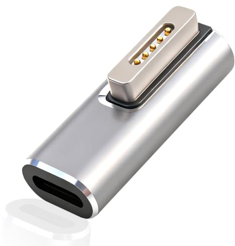Xforevery USB C auf Magnet 2 Adapter für Magsafe 2, Magnetischer T-Tip Konverter für MacBook Pro Air 2013-2015 Laptop Ladekonverter, PD 100W Schnellladekabel Unterstützung, LED Anzeige