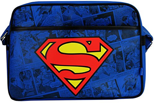 Superman Comic Logo Retro Tasche Umhängetasche Bag Blau