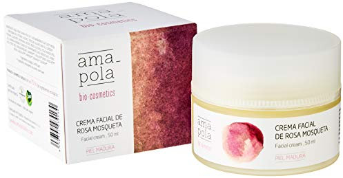 AMAPOLA BIOCOSMETICS Crema Viso Rigenerante alla Rosa Mosqueta - Idratazione, Riparazione e Protezione - Ingredienti Ecologici, Naturali e Vegani