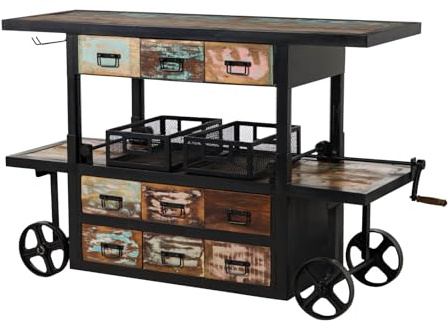 MASSIVMOEBEL24.DE Industrial-Stil Altholz lackiert Bar massiv Holz Eisen Massivmöbel Industrial #17