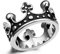 Flongo Damenring Herrenring Frauen Männer Ringe Bandring Siegelring Edelstahl Ring Silber Schwarz Königliche König Krone Kruzifix Kreuz Retro Größe 52mm