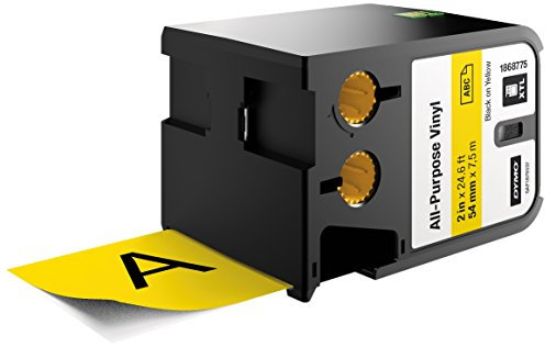 DYMO XTL All-Purpose Vinyl Labels | 54 mm x 7 m | Black on Yellow