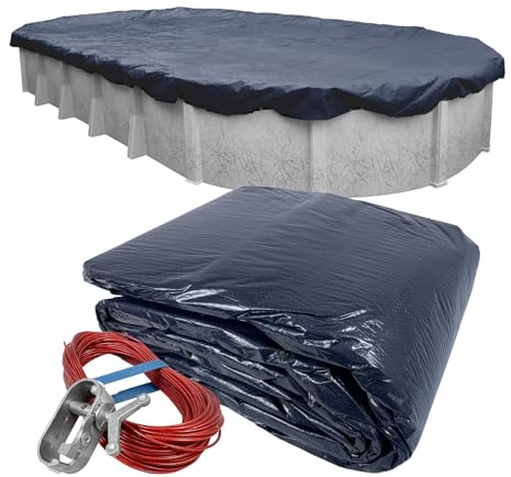 Pool Mate 361521-PM Classic Winter Oval Aufstellpool Abdeckplane 4,6 x 6,4 m, Marineblau