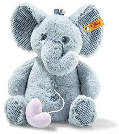 Steiff Spieluhr Elefant Ellie, Süßes Stofftier, Jungen, Mädchen & Babys ab 0 Monaten, Soft Cuddly Friends, herausnehmbares Musikwerk, 26 cm, 241765