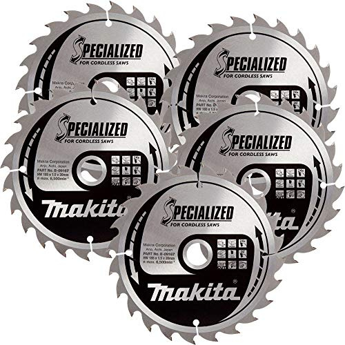 Makita B-09167 165mm x 24T x 20mm Specialized Circular Saw Blade Pack of 5