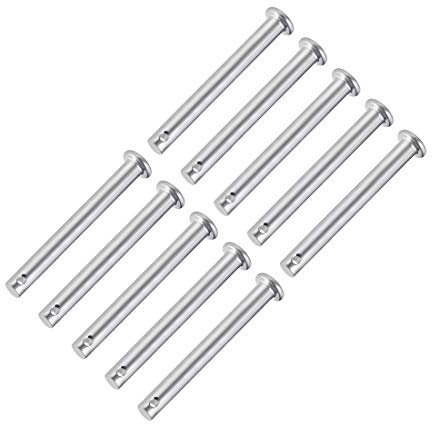 sourcing map 10 Stück Einloch Gabelbolzen Lastösenbolzen 6mm x 55mm Flach Kopf verzinkter Stahl