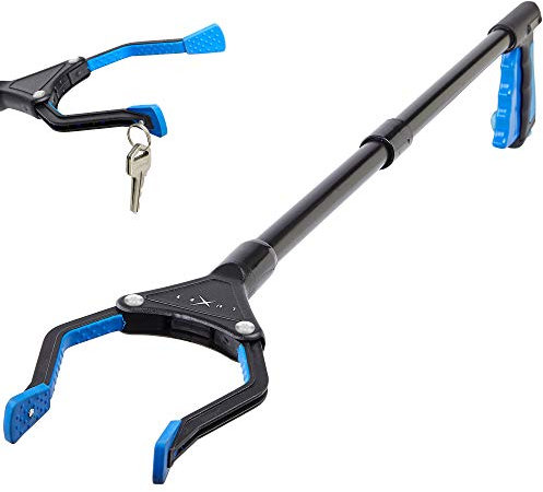 Luxet – Pince de préhension pliable en acier avec pointe magnétique solide pour accéder aux étagères de rangement et ramasser les déchets, légère, pour personnes âgées, 81,3 cm