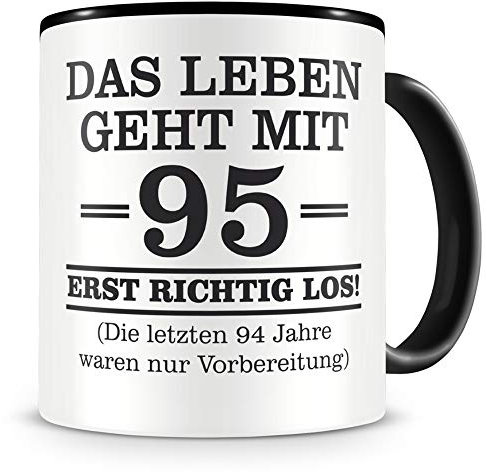 Samunshi® Tasse mit Spruch witzige Geschenke zum 95 Geburtstag Mann Frau Oma Opa Geburtstag Geschenkideen zum 95 Geburtstag schwarz
