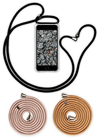 Papanga® X-Body Case für iPhone 5 / 5s / SE, Handyhülle mit Band zum Umhängen, Set: Hülle, 3 x Handykette (Gold-Kupfer + rosé)