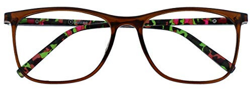 OPULIZE Arc Lesebrille Stilvolle Schlank Rechteckig Rahmen Gemusterte Bügel Federscharniere Kratzfest Braun Herren Damen R66-2 +1.50