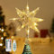 Lewondr 28 cm Punta dell'Albero di Natale a Forma Stella 3D, Puntale con Base Spirale Decorato dalle Fili Glitterati e Perline di Luce, con Timer Automatico, Alimentazione a Due AA Pile, Oro Chiaro