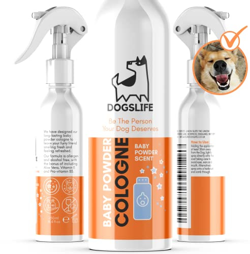 Eau de Cologne Babypuder für Hunde | Füllt, desodoriert und pflegt das Fell | 2-in-1 Cologne & Conditioner | Natürliches dauerhaftes Eau de Toilette für Hunde | 250 ml Parfüm-Spray für Hunde & Welpen